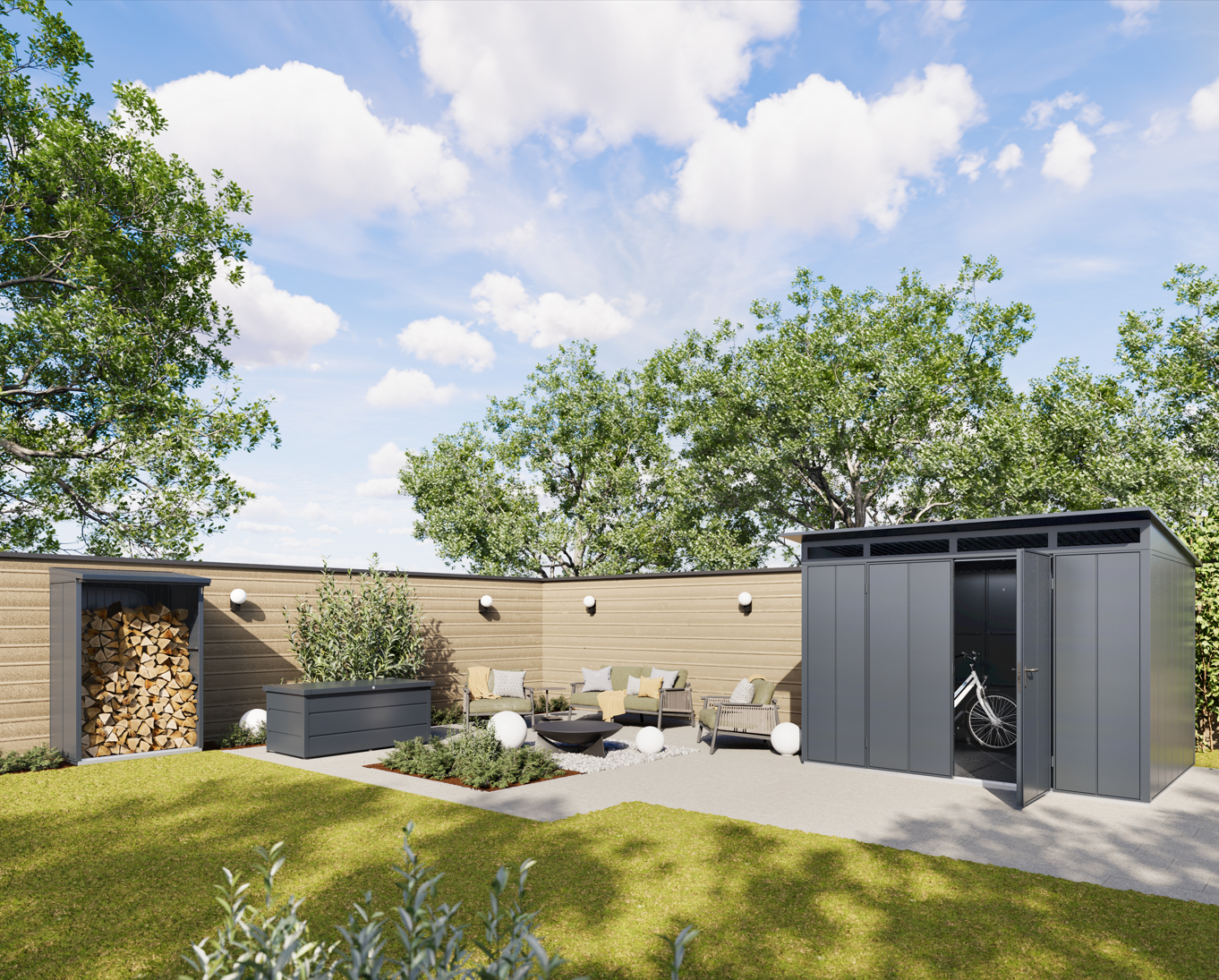 Системи за съхранение Hörmann — къщичка, ракла и навес за дърва