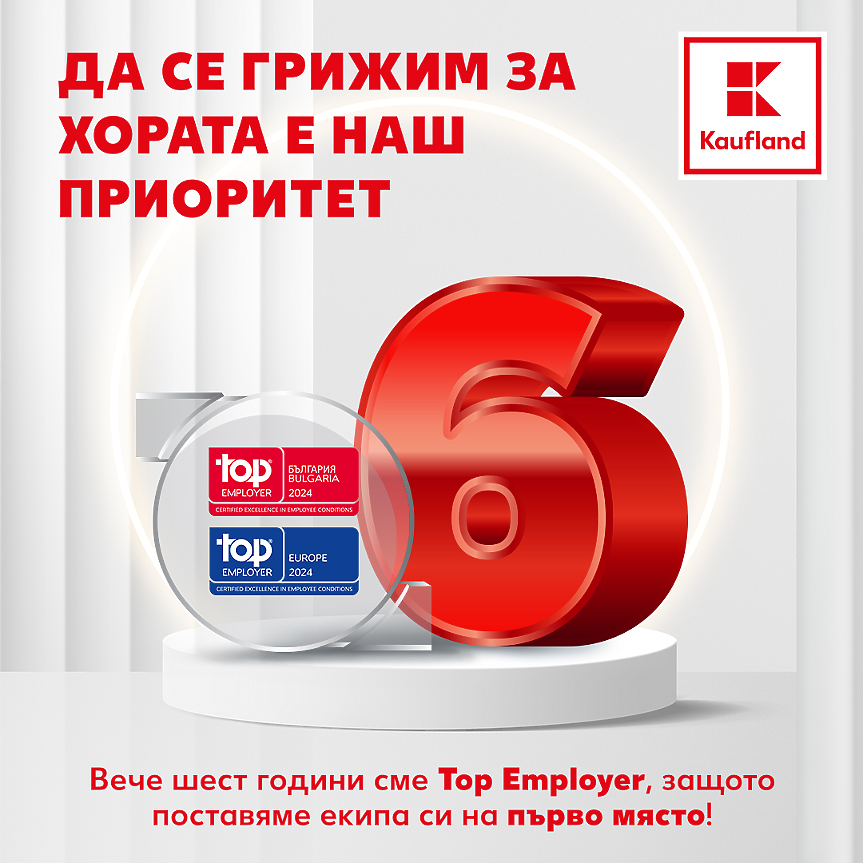 Kaufland България с рекорден резултат при сертификацията си като Top Employer