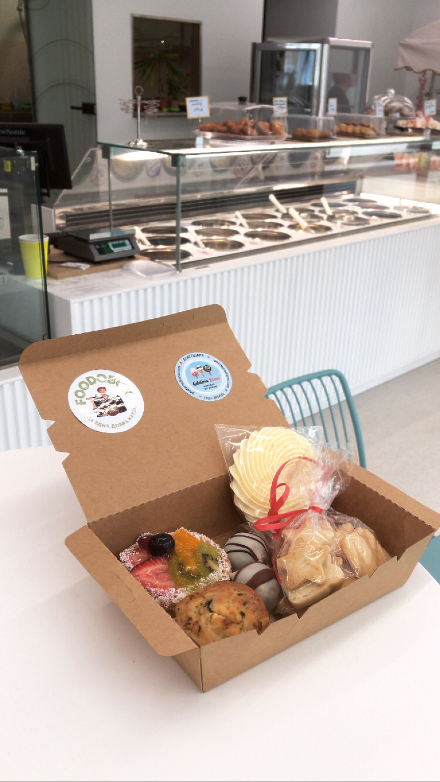 Една от кутиите с храна за спасяване на Foodobox