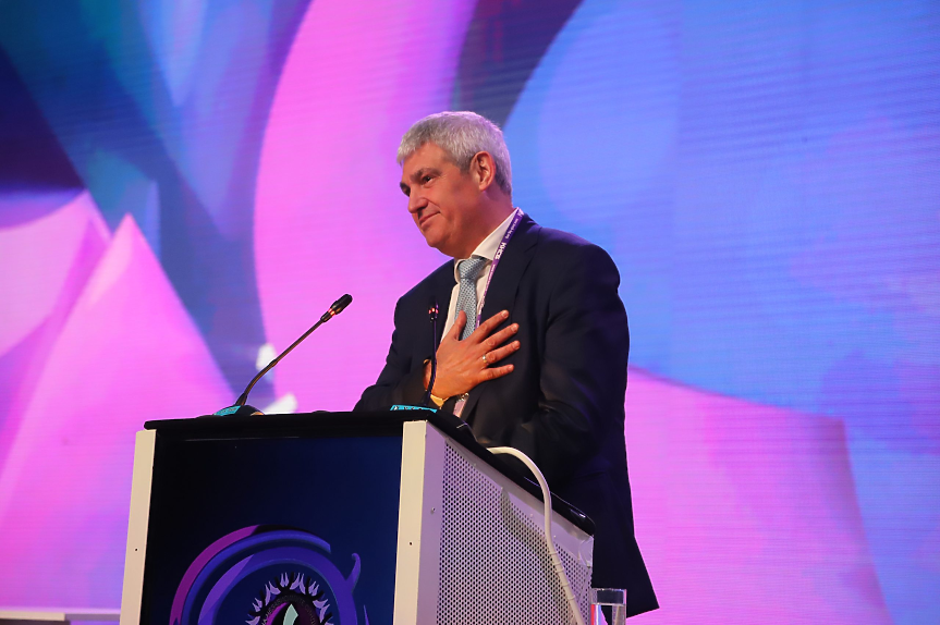 Президентът на Конфедерацията на независимите синдикати в България (КНСБ) Пламен Димитров; ©КНСБ