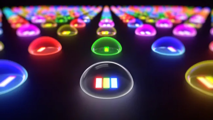 При True RGB системата използва независимо управлявани червени, зелени и сини LED диоди