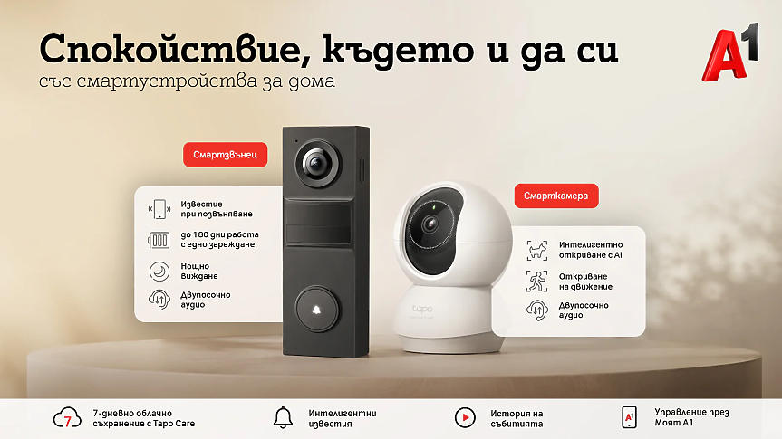 A1 предлага нова услуга за видеонаблюдение и сигурност за дома